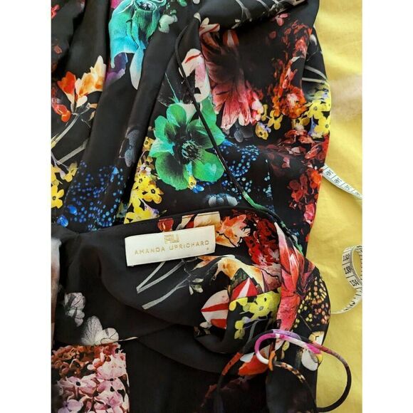 Amanda Uprichard Women’s XS 100% Silk Black Floral Mini Sleeveless Sun Dress - Picture 6 of 6